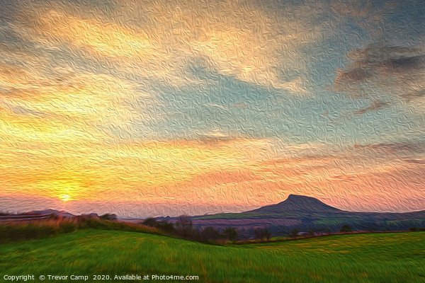 Sunset over Roseberry - Oil Painting effect Picture Board by Trevor Camp