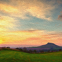 Buy canvas prints of Sunset over Roseberry - Oil Painting effect by Trevor Camp