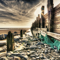 Buy canvas prints of Amroth Beach Groins by Ben Fecci