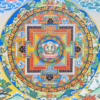 Buy canvas prints of Chenresi mandala; the centre figure depicts the Buddha of compas by stefano baldini