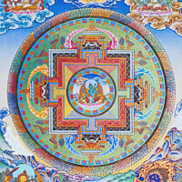 Buy canvas prints of Green Tara Mandala depicting the maternal protector from all dan by stefano baldini