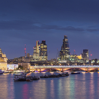 Buy canvas prints of London skyline and river Thames at night, London,  by stefano baldini