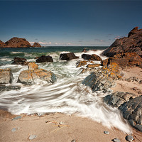 Buy canvas prints of Rushing Waves, Sand and Rocks by Steven Clements LNPS