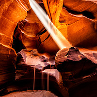 Buy canvas prints of Sunbeam and falling sand in Antelope Canyon, Arizo by Steven Clements LNPS