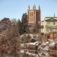 Buy canvas prints of Hereford Cathedral Landscape by Catherine Joll