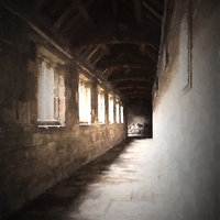 Buy canvas prints of Cathedral cloister by Catherine Joll
