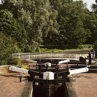 Buy canvas prints of Canal locks stroll by Kelly Astley