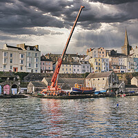 Buy canvas prints of Putting the boats in Tenby Harbour by Paul Deverson