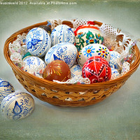Buy canvas prints of Basket of Easter Eggs by Louise Heusinkveld