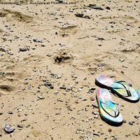 Buy canvas prints of Flipflops on the Beach by Louise Heusinkveld