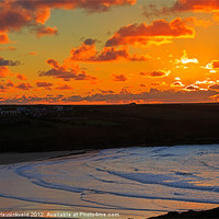 Buy canvas prints of Sunset over the Gannel and Crantock by Louise Heusinkveld