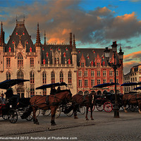 Buy canvas prints of Markt Square at dusk, Bruges by Louise Heusinkveld