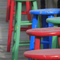Buy canvas prints of Wooden Stools by Louise Heusinkveld