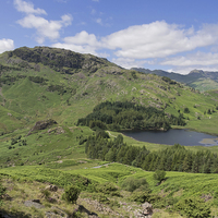 Buy canvas prints of Blea Tarn, and Wrynose Fell from Lingmoor Fell, La by Louise Heusinkveld