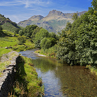 Buy canvas prints of Great Langdale Beck with Harrison Stickle and Pike by Louise Heusinkveld