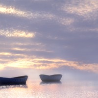Buy canvas prints of Boats in the mist, by Robert Fielding