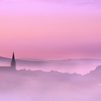 Buy canvas prints of Belmont church in the morning mist by Robert Fielding