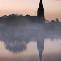 Buy canvas prints of Belmont church reflection by Robert Fielding