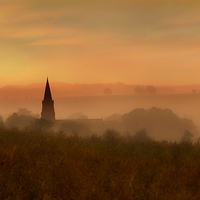 Buy canvas prints of Church spire in the mist, by Robert Fielding