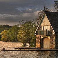 Buy canvas prints of Boat house on windermere by Robert Fielding