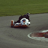Buy canvas prints of Racing sidecar at Snetterton racetrack  by John Boekee