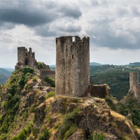 Buy canvas prints of Castles at Lastours by Barry Maytum