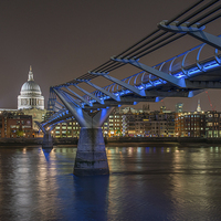 Buy canvas prints of Millenium Bridge by Night by Barry Maytum