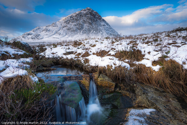 Bauchaille Etive Mor with Stream Picture Board by Angie Morton