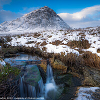 Buy canvas prints of Bauchaille Etive Mor with Stream by Angie Morton