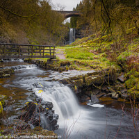Buy canvas prints of Ashgill Waterfalls by Angie Morton