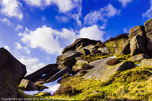 Stanage Edge Rocks and Clouds Picture Board by Angie Morton
