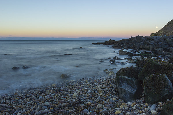 Seaham Beach Moonrise Picture Board by Angie Morton