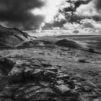 Buy canvas prints of Caw Gap in Mono by Angie Morton
