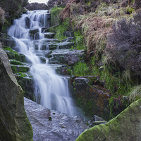 Buy canvas prints of Oaken Clough Falls by Angie Morton