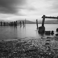 Buy canvas prints of Port Bannatyne Wooden Pier by Angie Morton