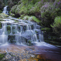 Buy canvas prints of Waterfalls Above Black Clough by Angie Morton