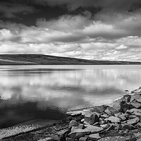 Buy canvas prints of Reflection in Cow Green Reservoir by Angie Morton