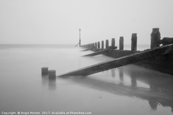 Misty Hornsea Groyne Picture Board by Angie Morton