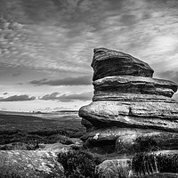 Buy canvas prints of Over Owler Tor in Monchrome by Angie Morton