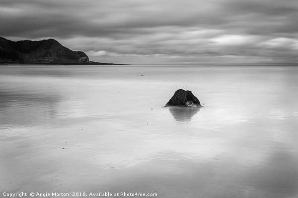 Cayton Bay in Mono Picture Board by Angie Morton