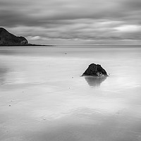 Buy canvas prints of Cayton Bay in Mono by Angie Morton