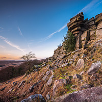 Buy canvas prints of Contrails Over Stanage Edge by Angie Morton