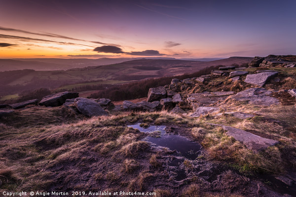 Last Light on Stanage Edge Picture Board by Angie Morton