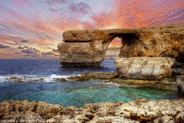 The Azure window at Sunset Gozo Malta Picture Board by Diana Mower