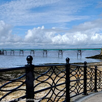 Buy canvas prints of Clevedon Beach pier and Promenade  by Diana Mower