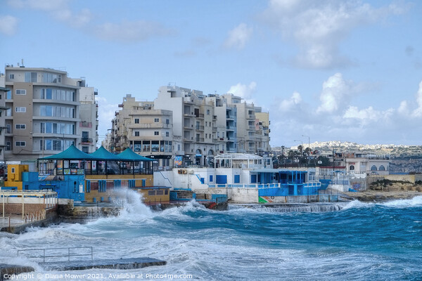 Stormy Bugibba  St Pauls Bay Malta Picture Board by Diana Mower