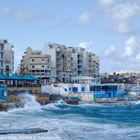 Buy canvas prints of Stormy Bugibba  St Pauls Bay Malta by Diana Mower
