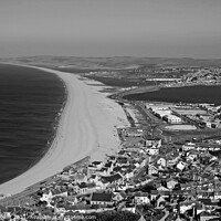 Buy canvas prints of Chesil Beach Dorset in Monochrome by Diana Mower