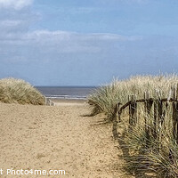 Buy canvas prints of Mablethorpe beach Path panoramic by Diana Mower