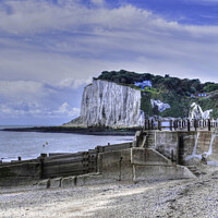 Buy canvas prints of St Margarets Bay beach Steps Kent by Diana Mower